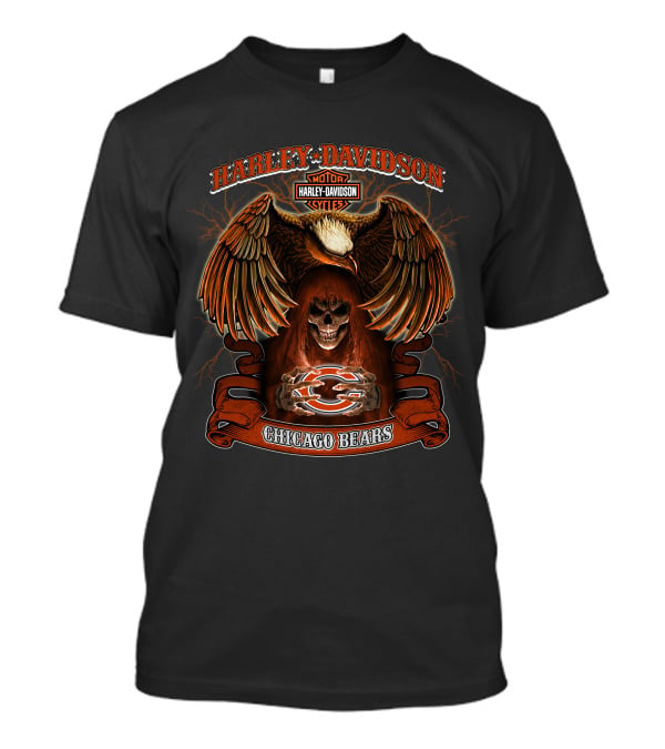 Harley Davidson Chicago Bears Nfl Skull Eagle T-Shirt