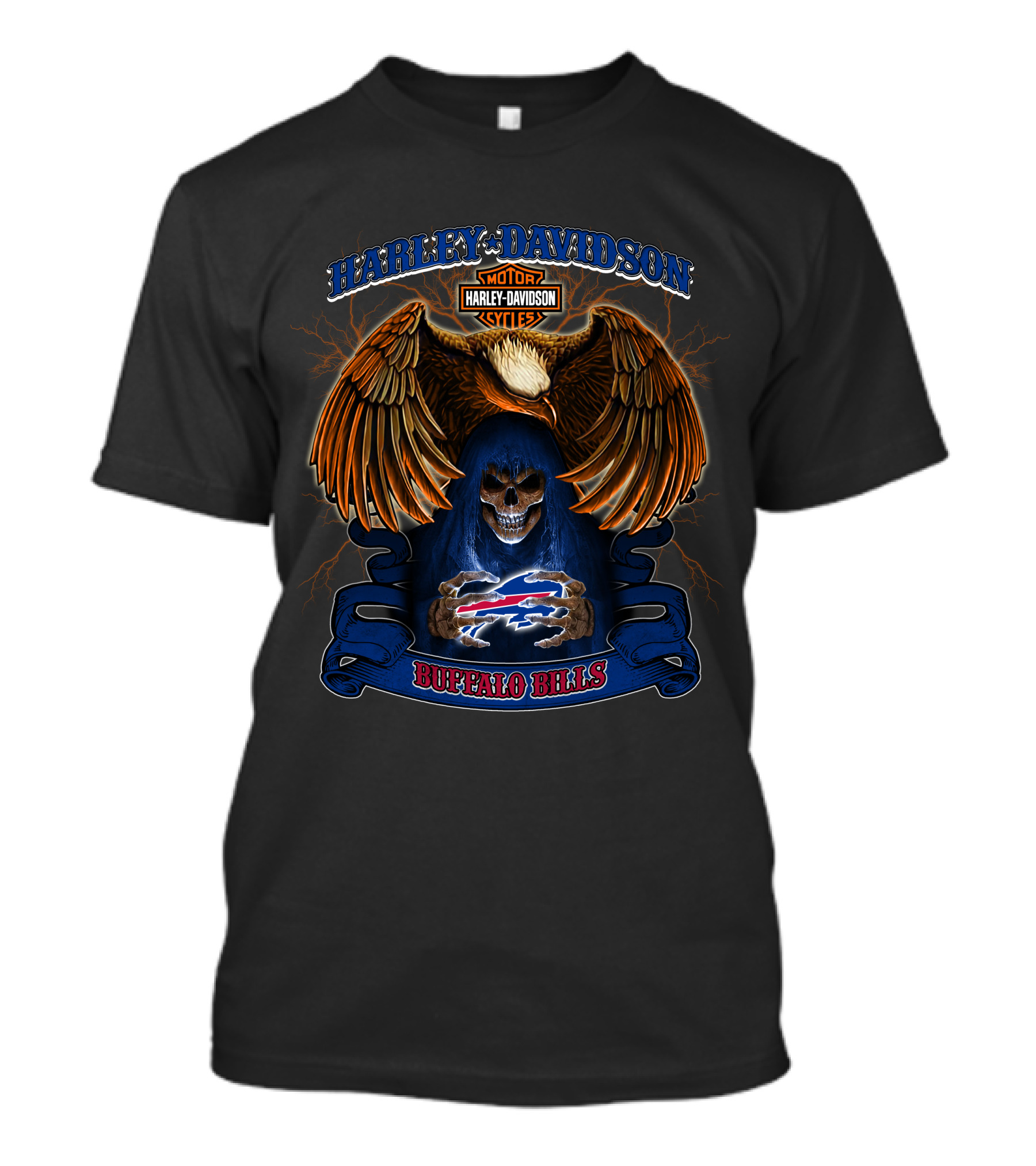 Harley Davidson Eagle Skull Buffalo Bills Nfl T-Shirt