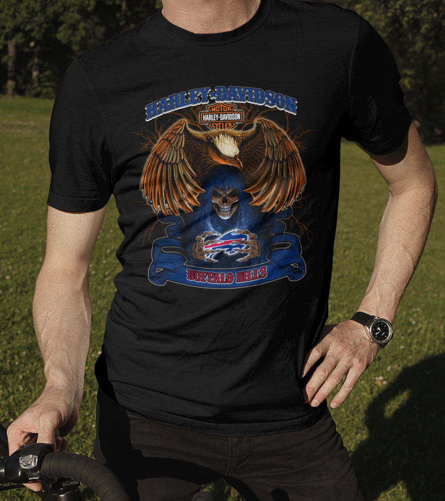 Harley Davidson Eagle Skull Buffalo Bills Nfl T-Shirt