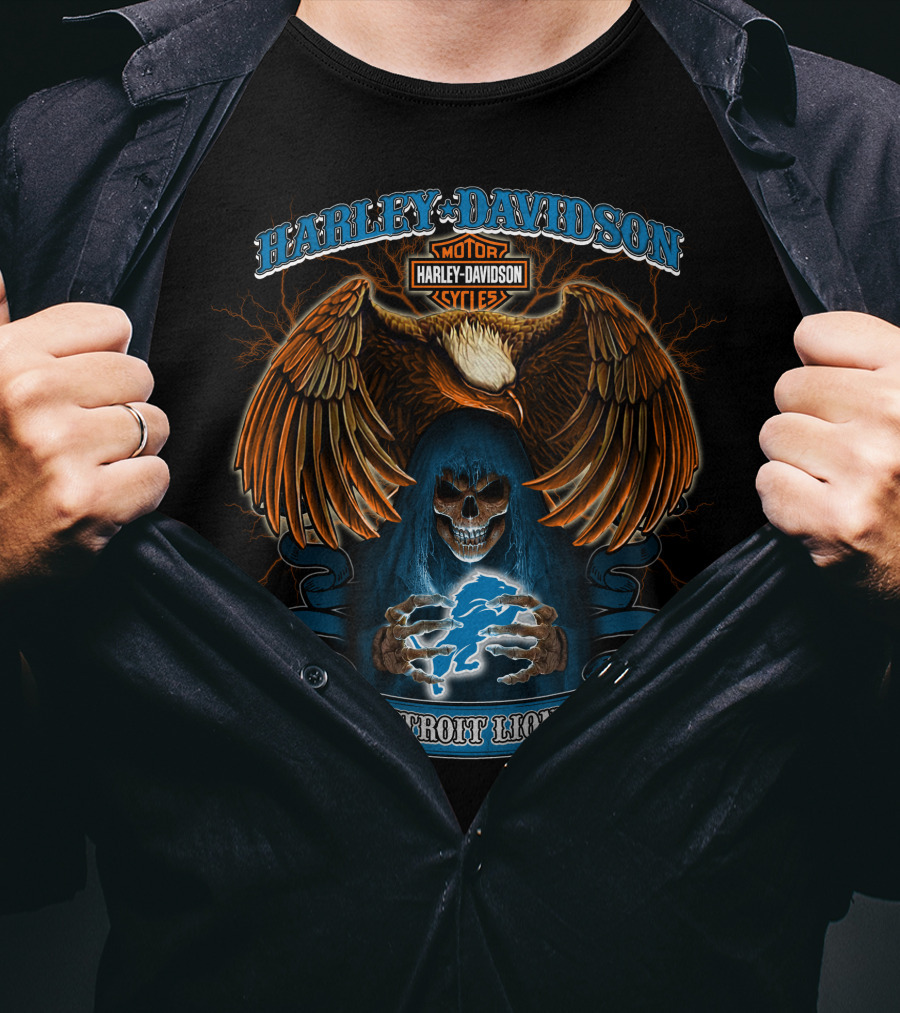 Harley Davidson Motor Cycles Detroit Lions Nfl Hl T-Shirt
