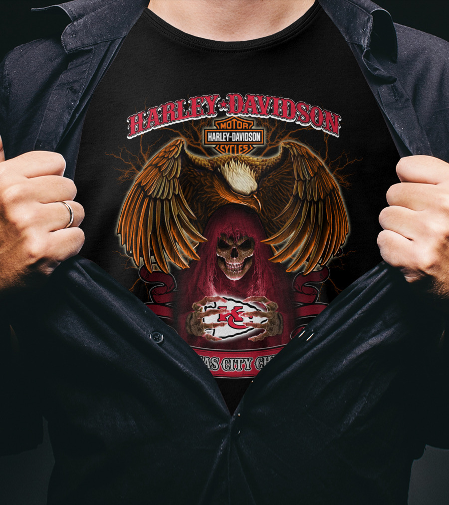 Harley Davidson Motorcycles Kansas City Chiefs Nfl T-Shirt
