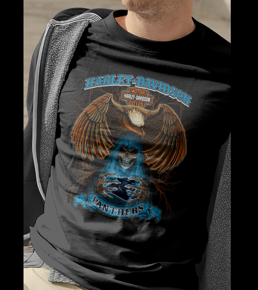 Harley Davidson Motorcycles Panthers Nfl T-Shirt