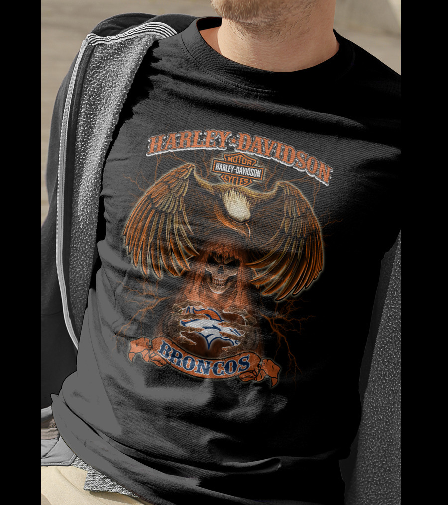 Harley Davidson Motor Cycles Broncos Denver Broncos Nfl T-Shirt