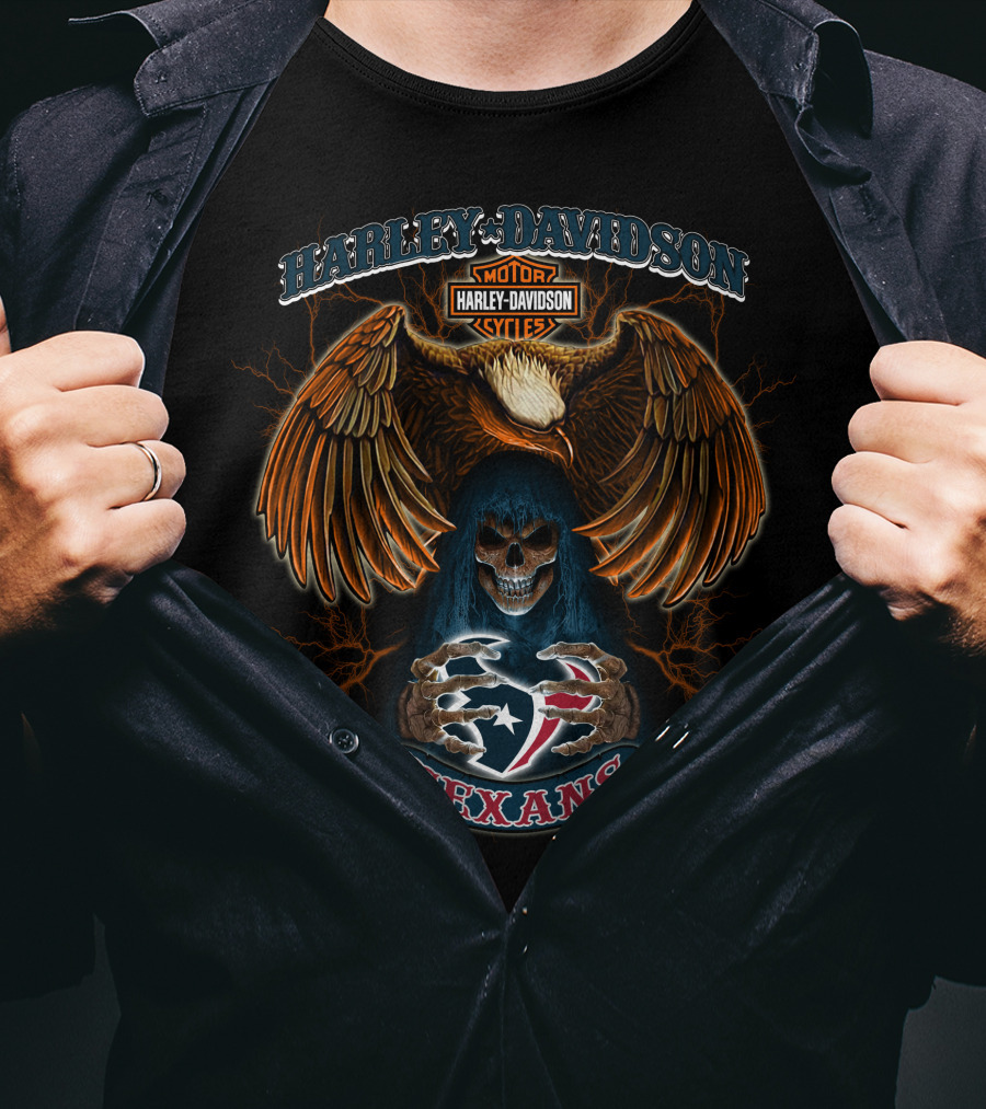 Harley Davidson Texans Nfl Hl01 Skeleton Eagle T-Shirt
