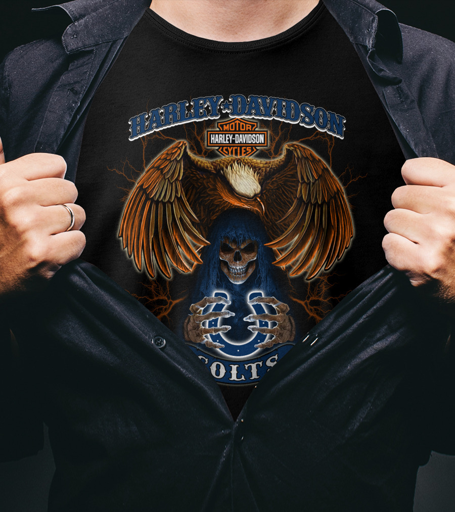Harley Davidson Eagle Skull Indianapolis Colts Nfl T-Shirt