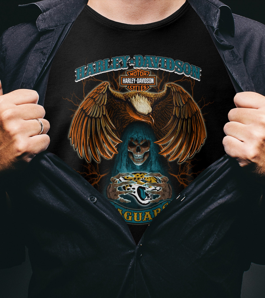 Harley Davidson Motor Cycles Eagles Jaguars T-Shirt