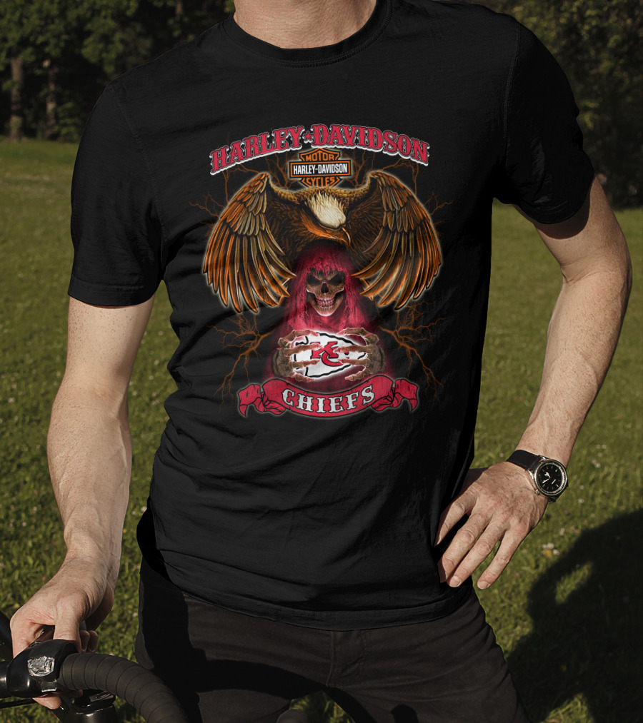 Harley Davidson Chiefs Skull And Eagle Kansas City Chiefs Nfl T-Shirt