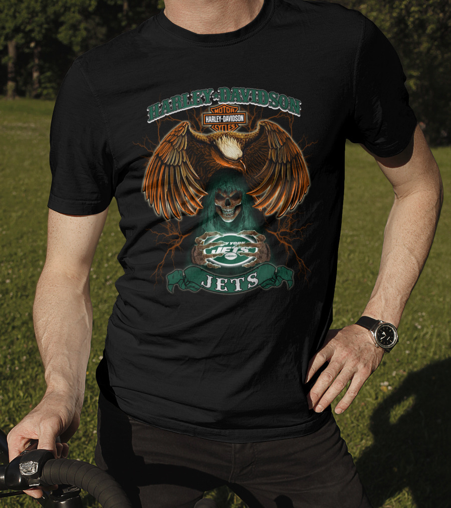 Harley Davidson Motor Cycles New York Jets Eagles Jets T-Shirt