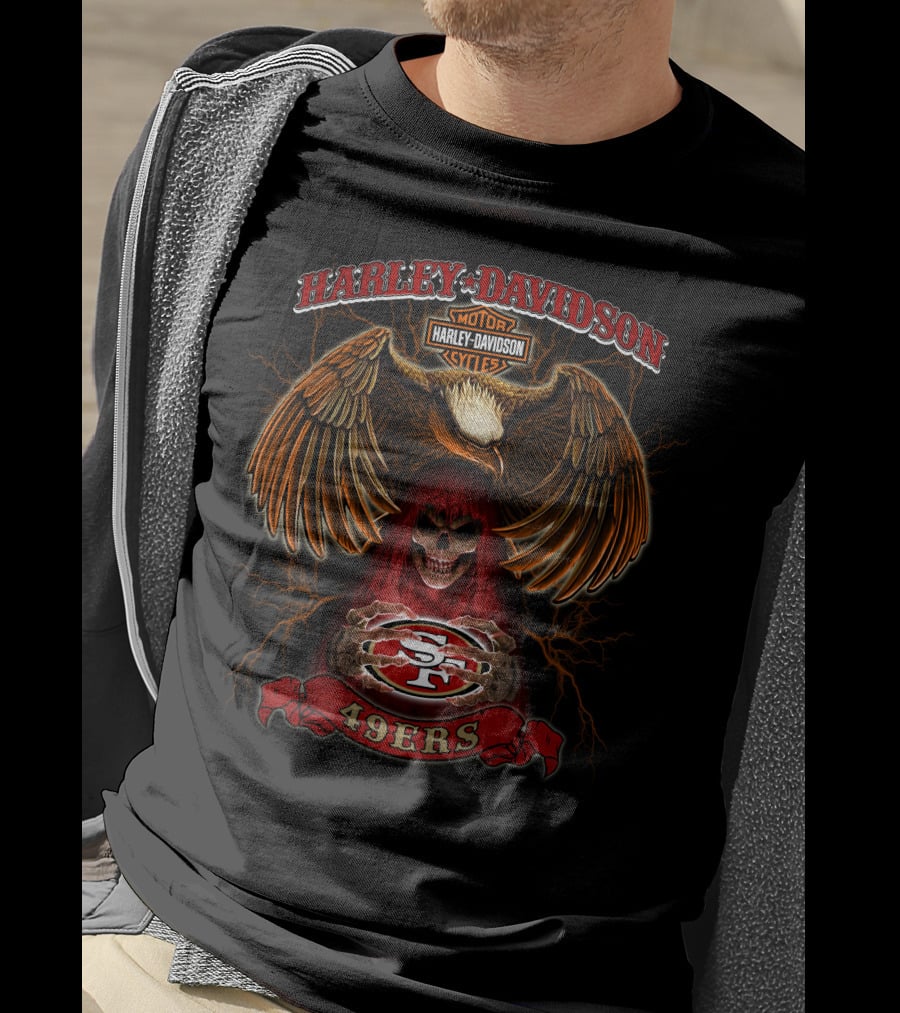 Harley Davidson Eagle Skull San Francisco 49ers Nfl Styles T-Shirt