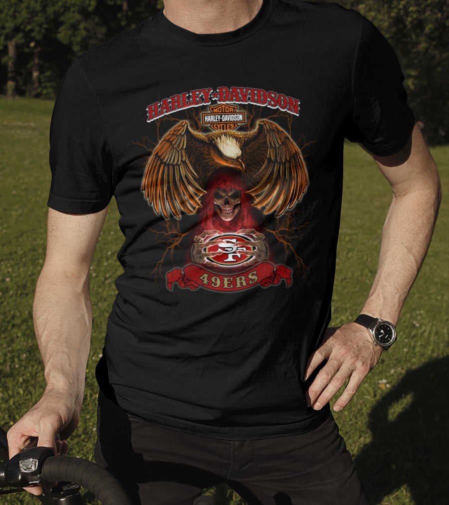 Harley Davidson Eagle Skull San Francisco 49ers Nfl Styles T-Shirt