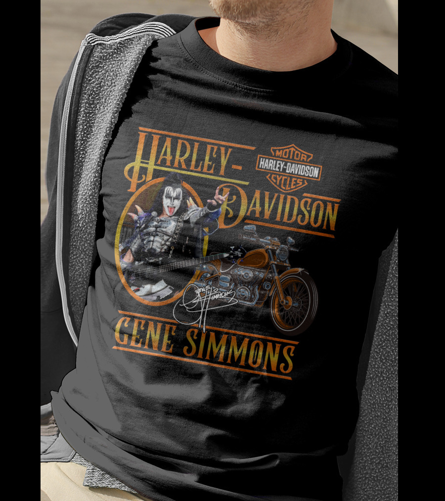 Harley Davidson Motor Cycles Gene Simmons Signature T-Shirt