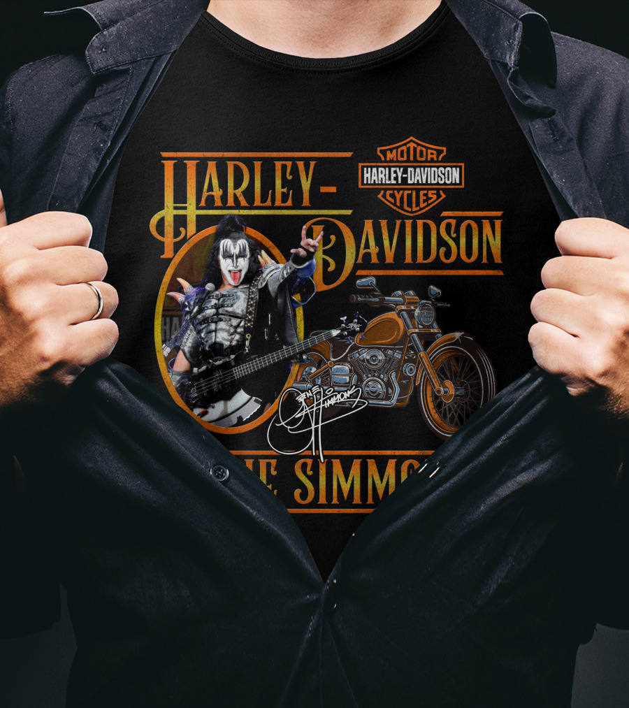 Harley Davidson Motor Cycles Gene Simmons Signature T-Shirt
