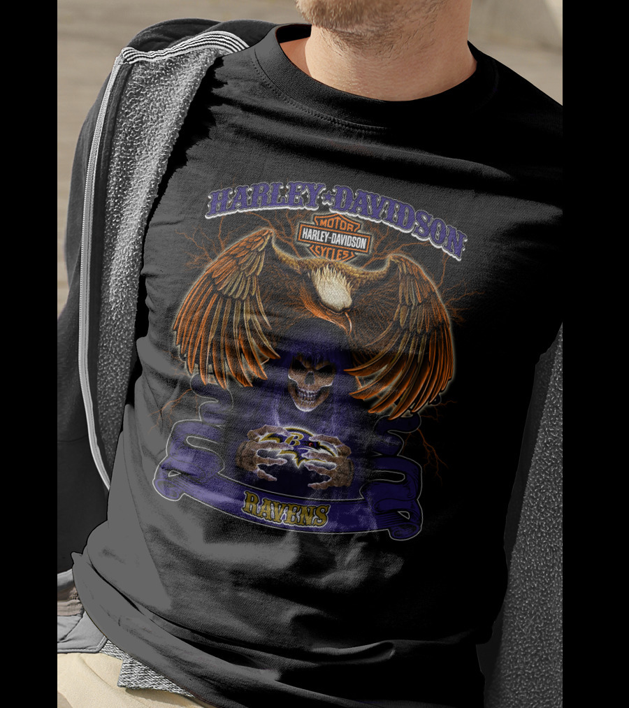 Harley Davidson Motorcycles Baltimore Ravens Nfl T-Shirt