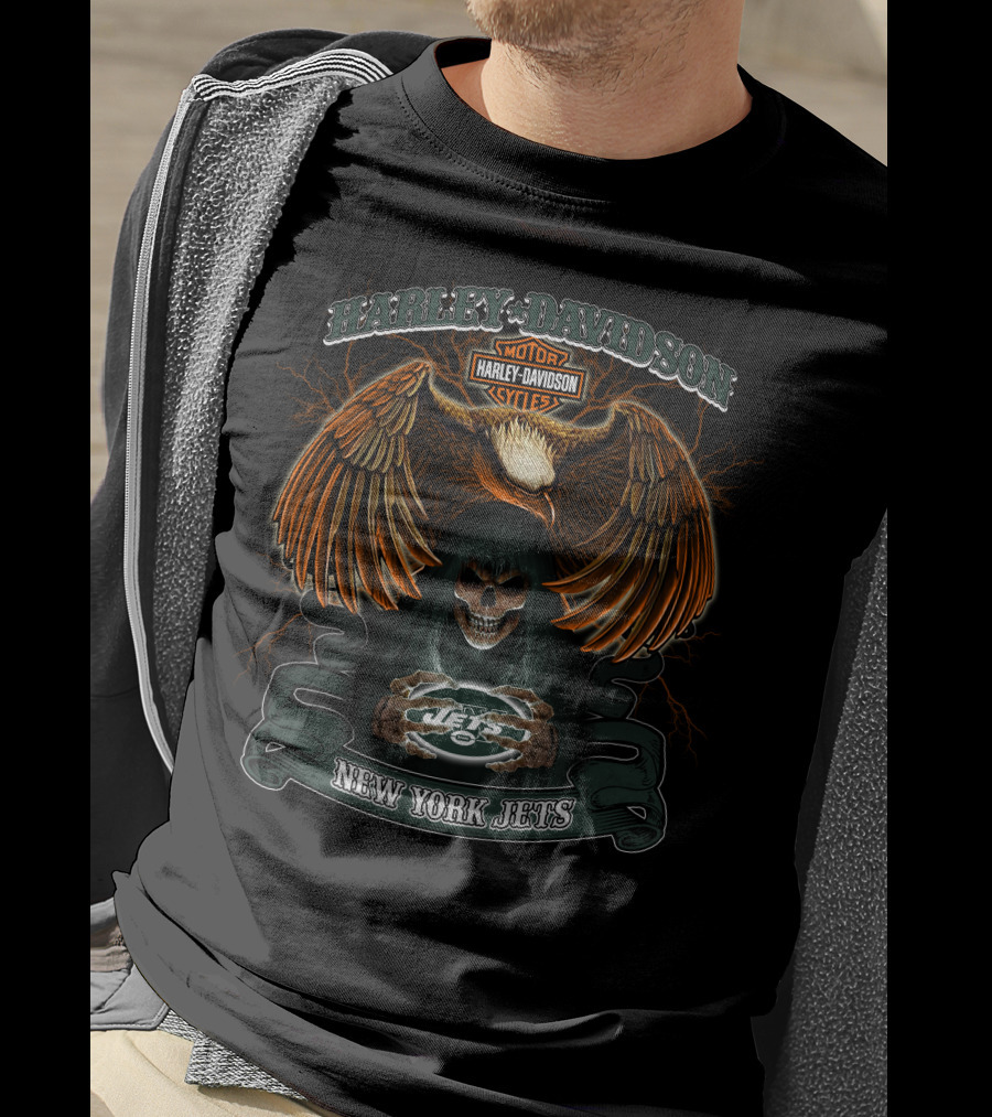 Harley Davidson Motorcycles New York Jets Nfl T-Shirt