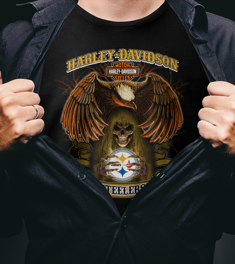 Harley Davidson Motorcycles Pittsburgh Steelers Nfl T-Shirt