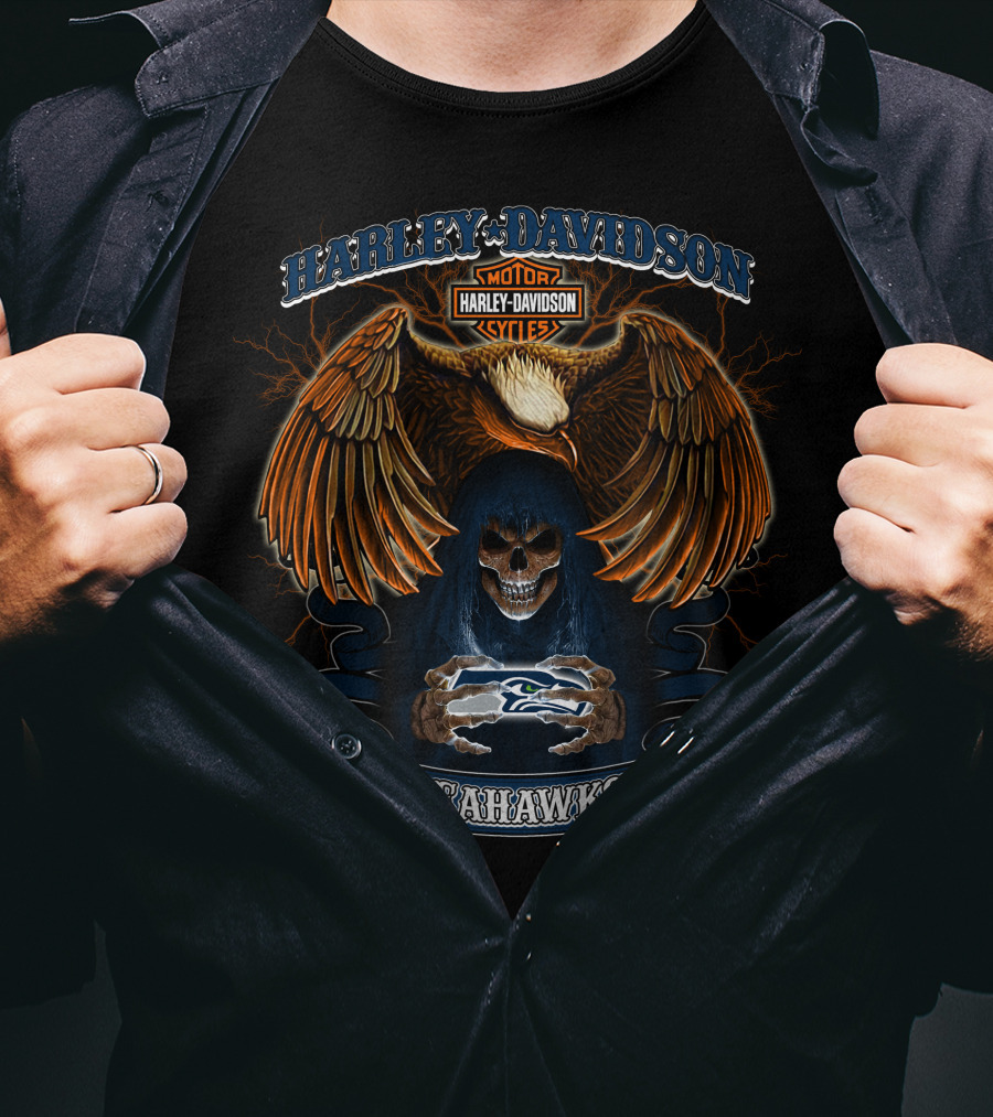 Harley Davidson Motor Cycles Seahawks Nfl T-Shirt