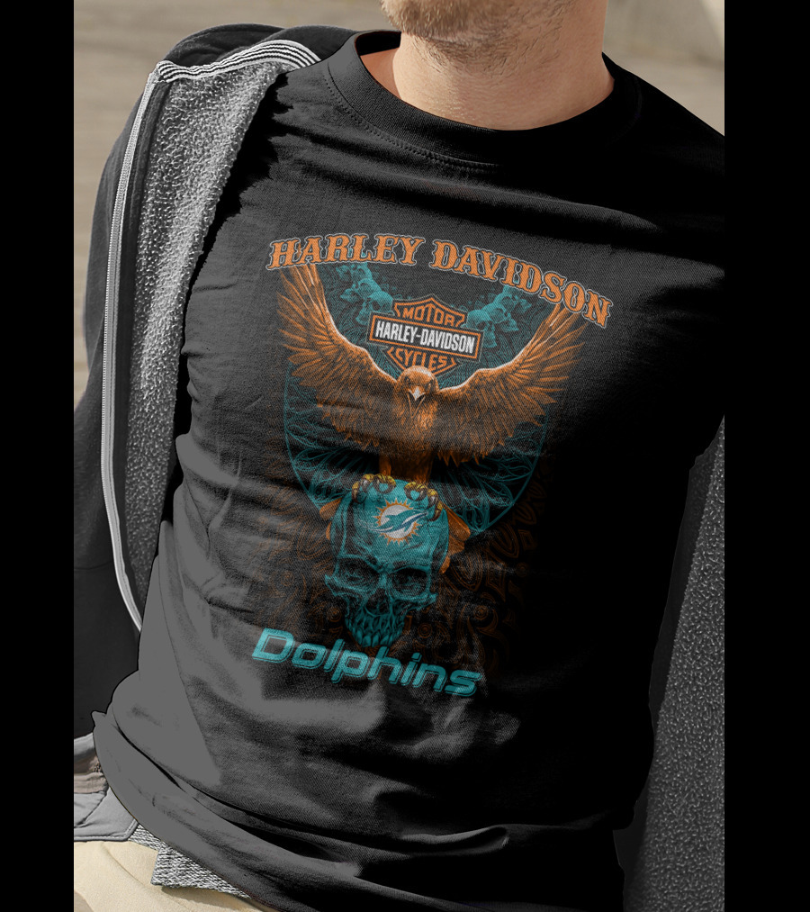 Harley Davidson Motor Cycles Miami Dolphins T-Shirt