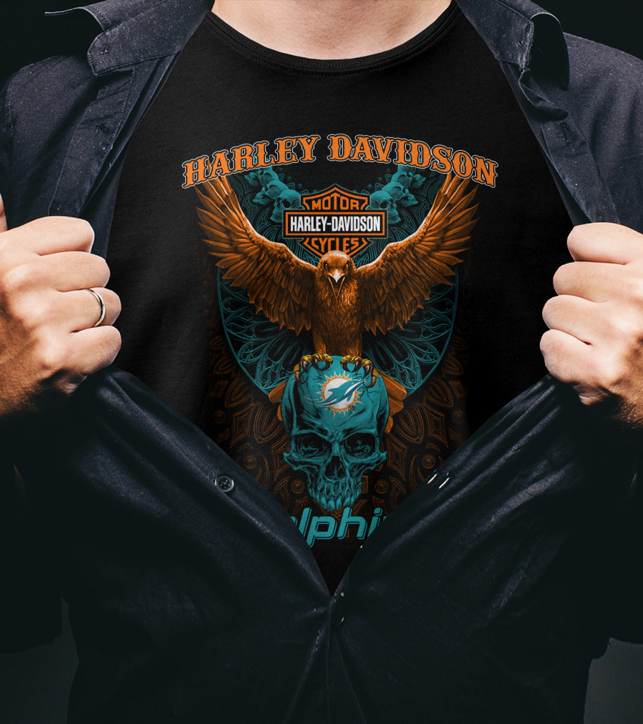 Harley Davidson Motor Cycles Miami Dolphins T-Shirt