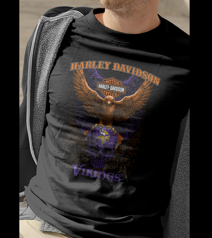 Harley Davidson Motorcycles Vikings Nfl T-Shirt