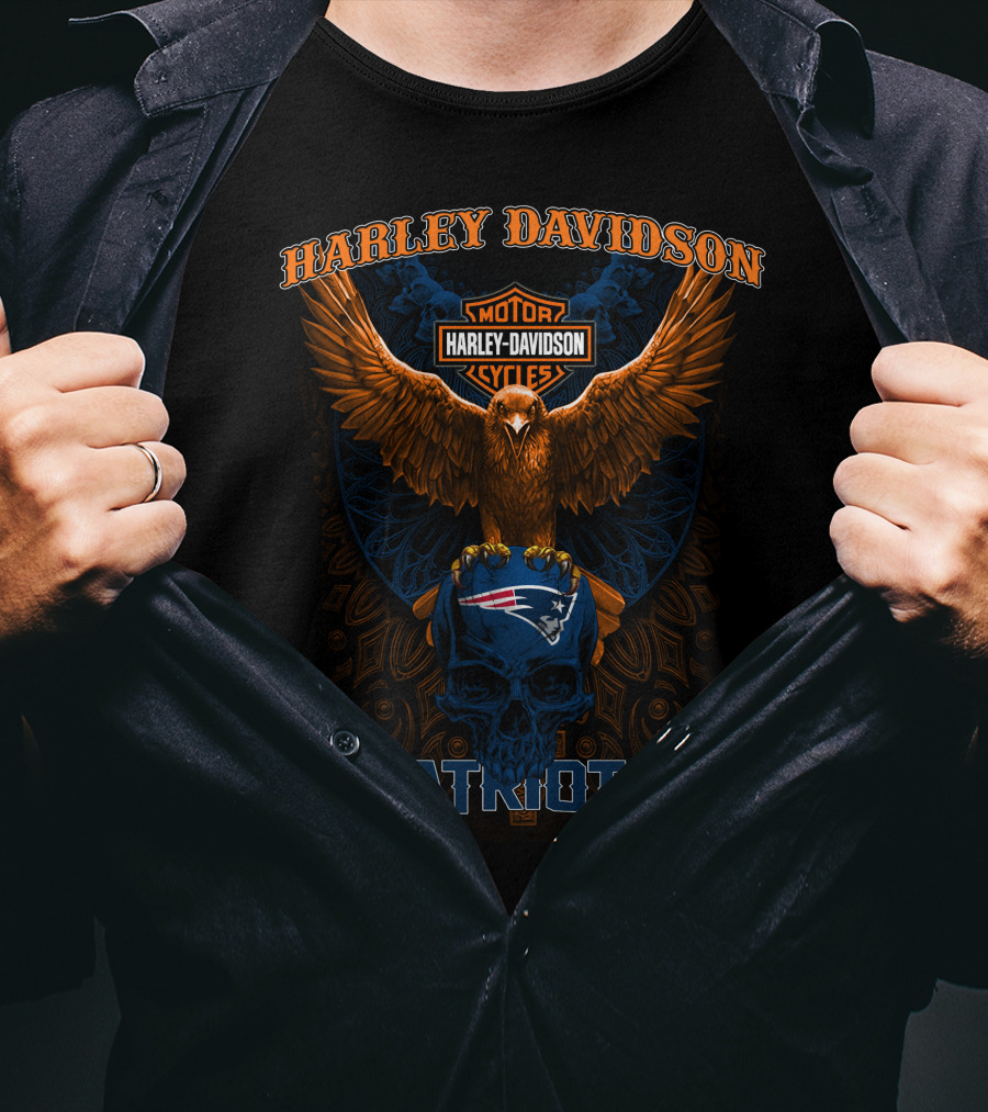 Harley Davidson Motor Cycles New England Patriots T-Shirt