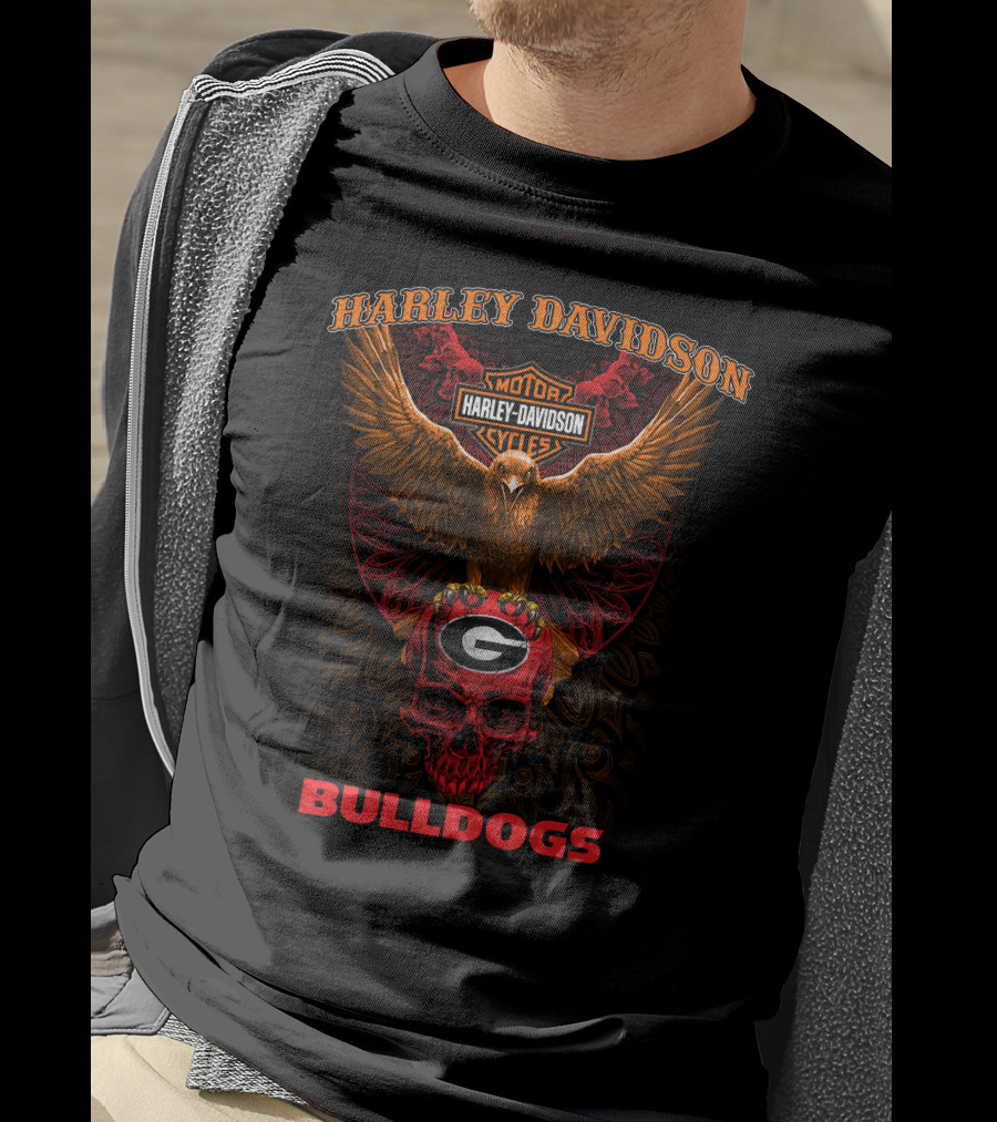 Harley Davidson Motor Cycles Georgia Bulldogs T-Shirt