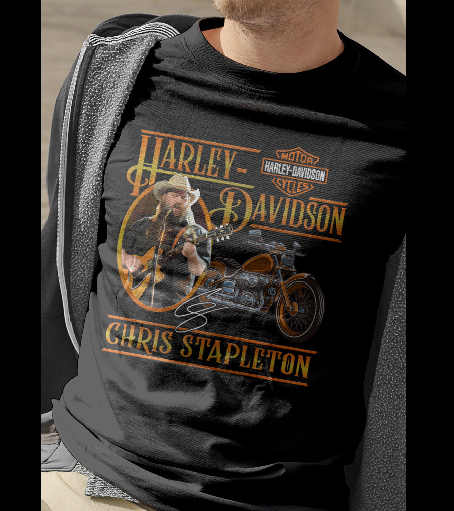 Harley Davidson Motor Cycles Chris Stapleton Guitar Motorcycle T-Shirt