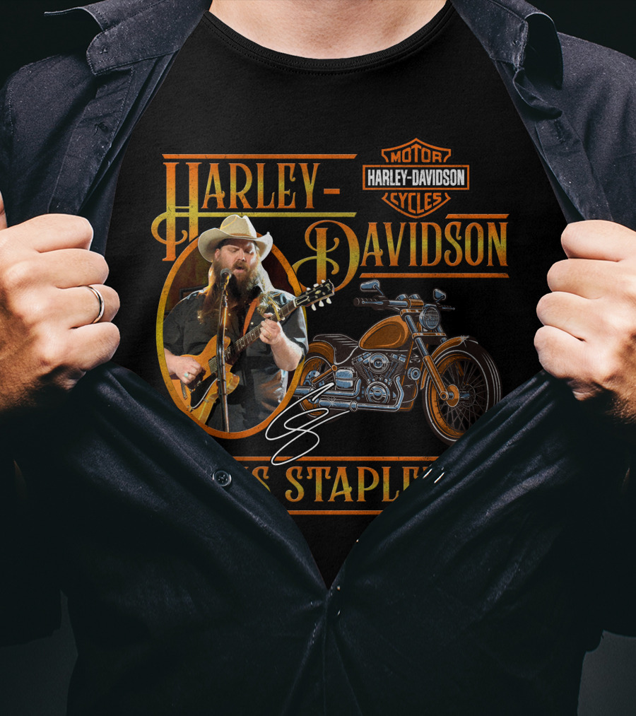 Harley Davidson Motor Cycles Chris Stapleton Guitar Motorcycle T-Shirt