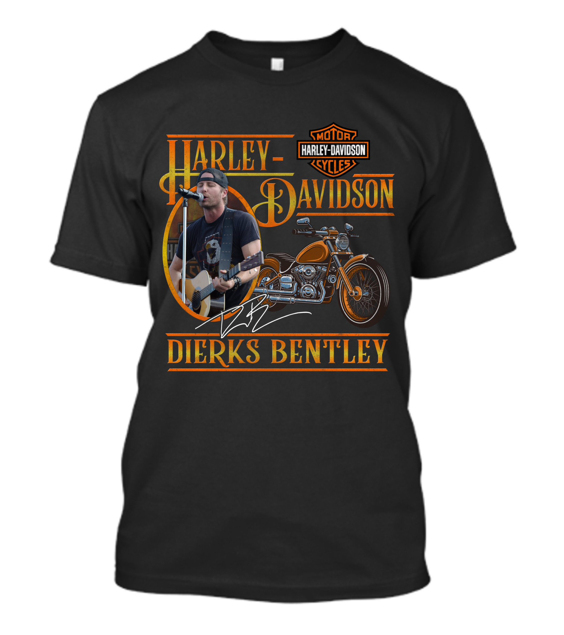 Harley Davidson Motor Cycles Dierks Bentley Signature And Motorcycle T-Shirt