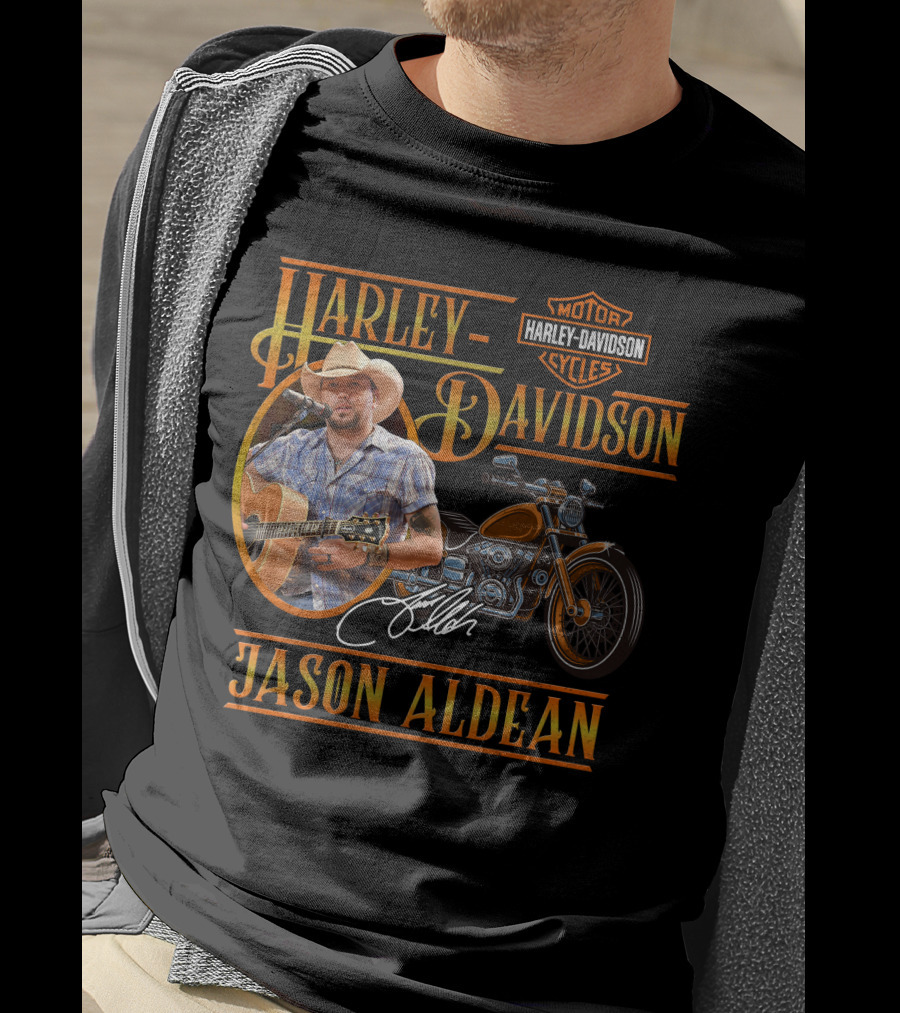Jason Aldean Harley Davidson Motorcycles Signature T-Shirt