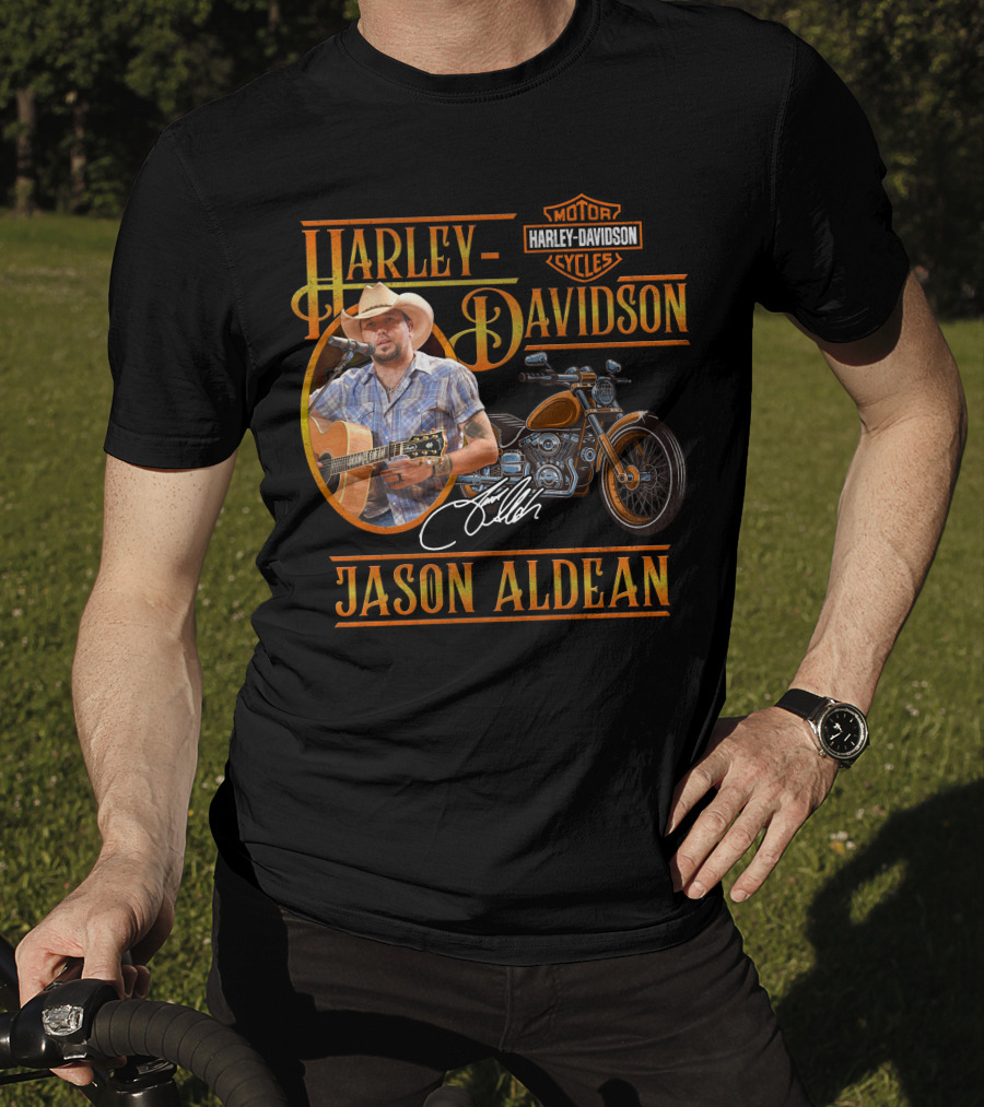 Jason Aldean Harley Davidson Motorcycles Signature T-Shirt