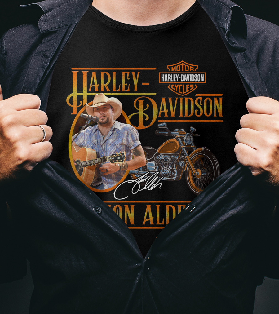 Jason Aldean Harley Davidson Motorcycles Signature T-Shirt