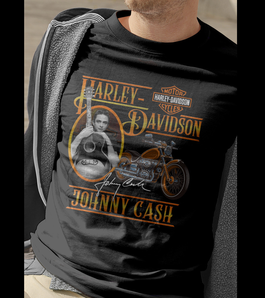 Johnny Cash Harley Davidson Motor Cycles T-Shirt
