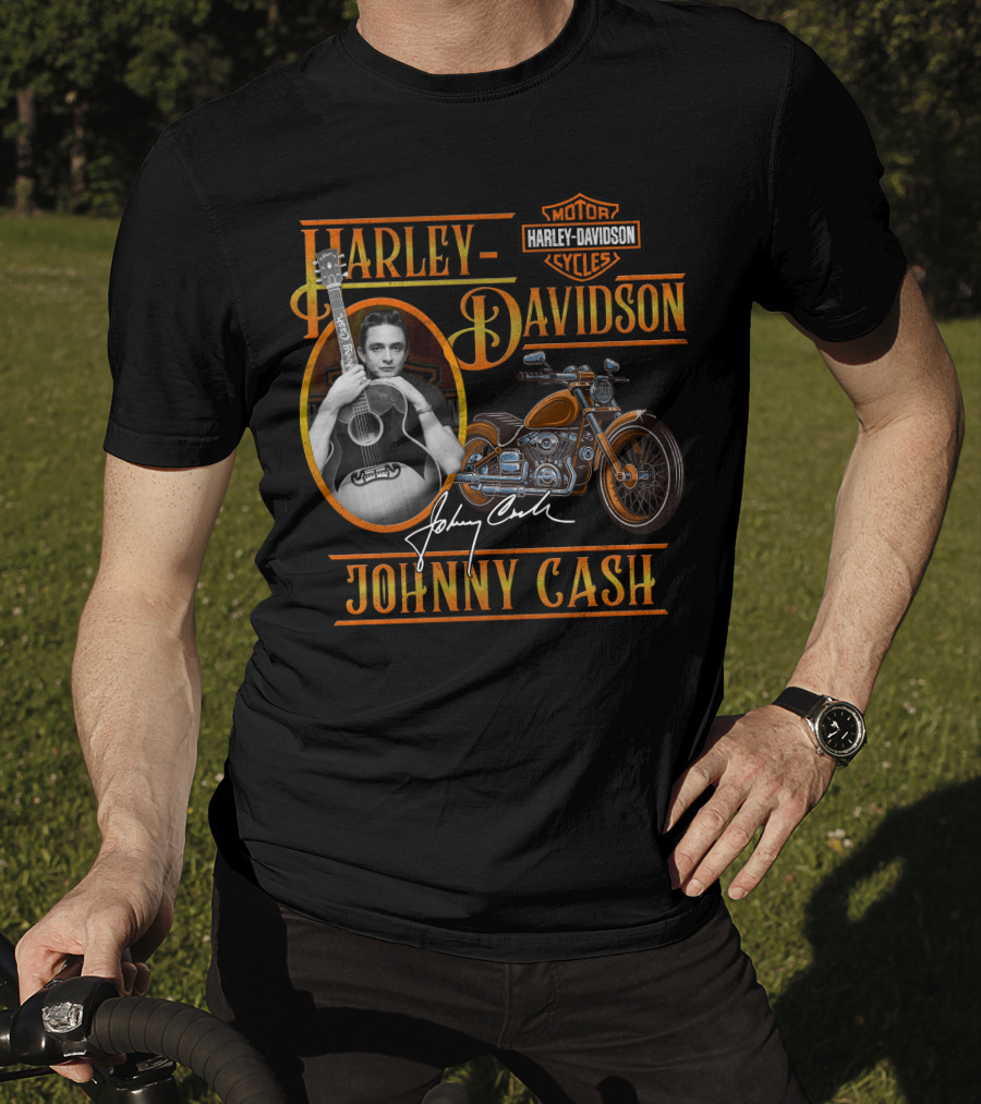 Johnny Cash Harley Davidson Motor Cycles T-Shirt