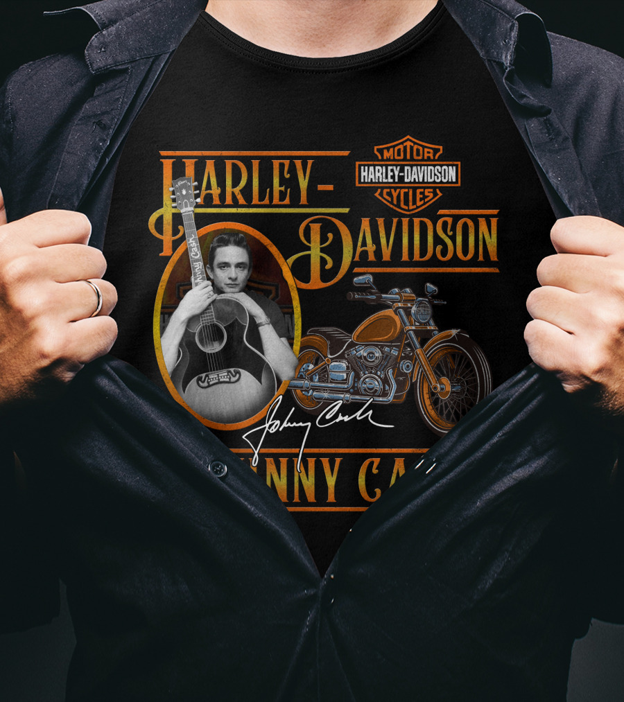 Johnny Cash Harley Davidson Motor Cycles T-Shirt