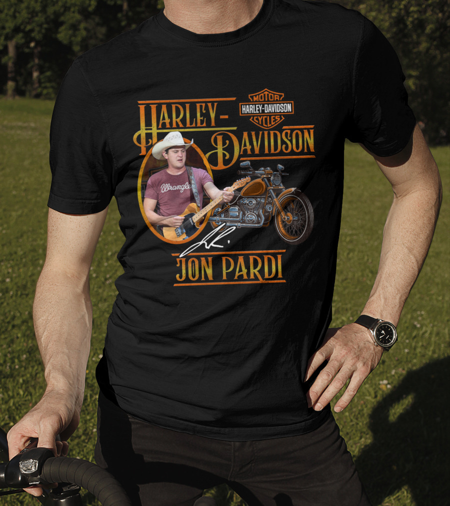 Harley Davidson Motor Cycles Jon Pardi Wrangler Guitar Signature T-Shirt