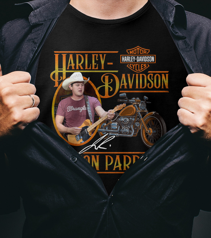 Harley Davidson Motor Cycles Jon Pardi Wrangler Guitar Signature T-Shirt