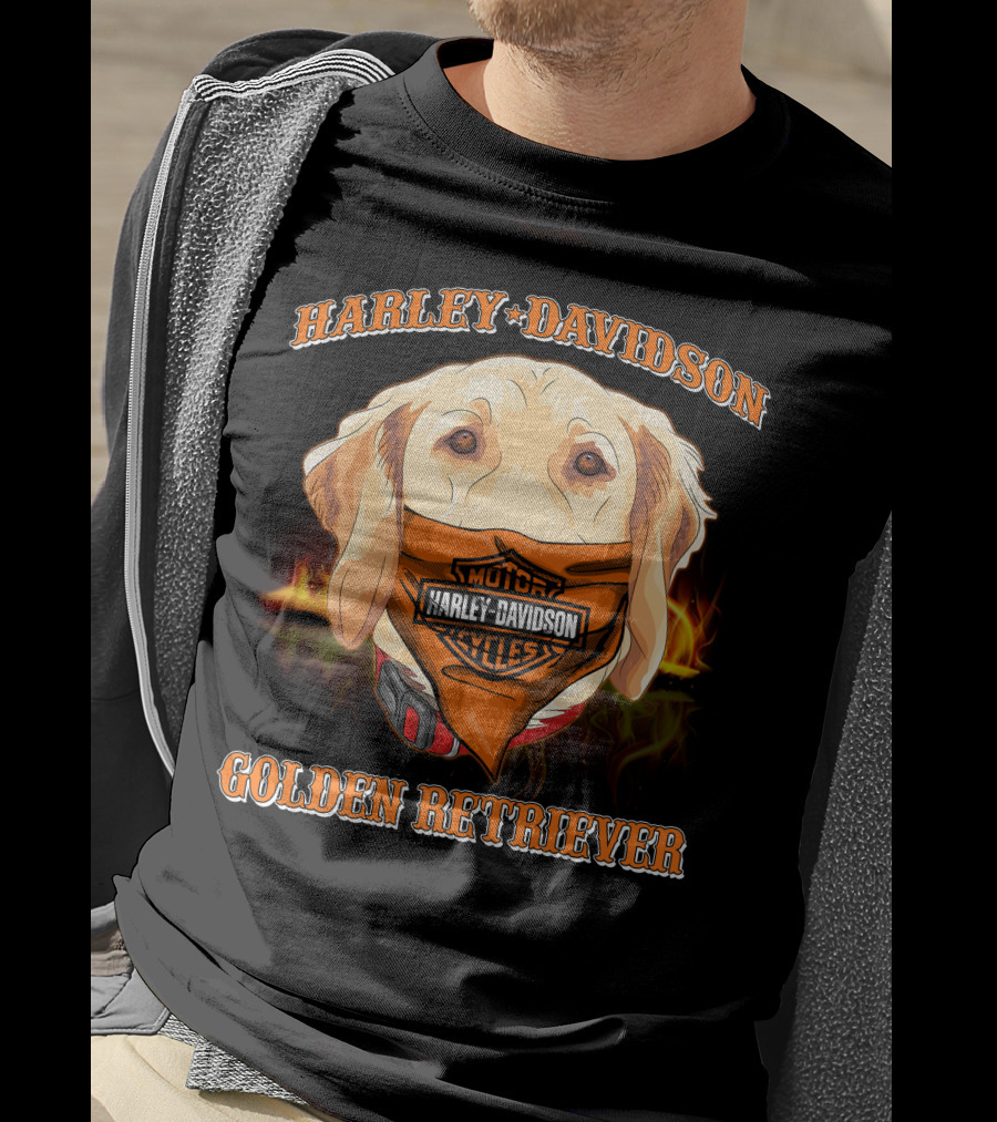 Harley Davidson Golden Retriever Bandana T-Shirt
