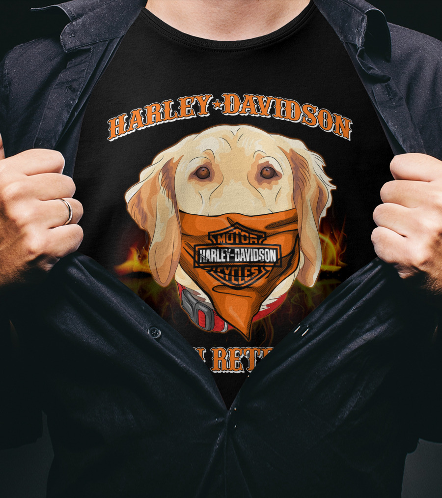 Harley Davidson Golden Retriever Bandana T-Shirt