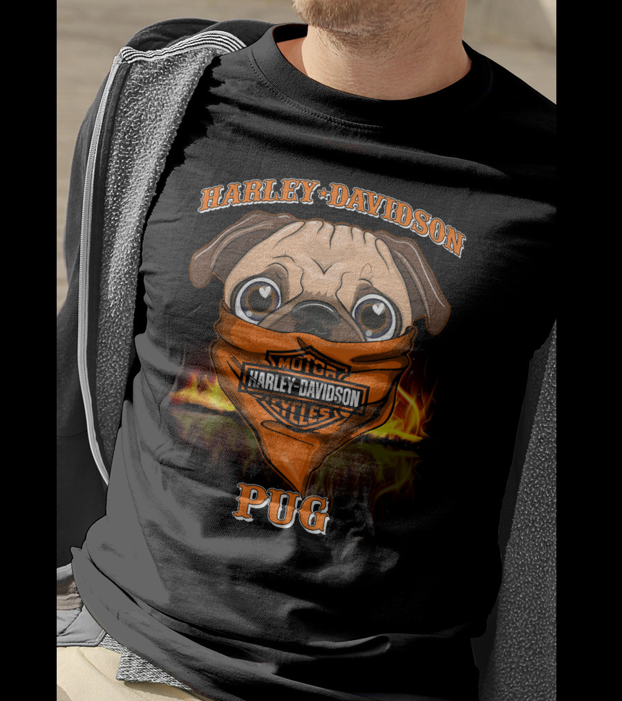 Harley Davidson Motor Cycles Pug T-Shirt