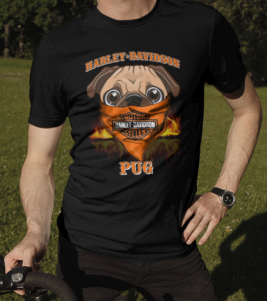 Harley Davidson Motor Cycles Pug T-Shirt