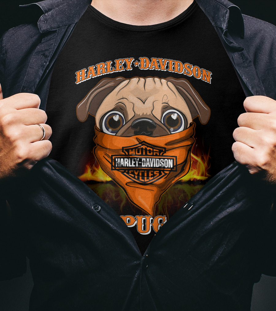 Harley Davidson Motor Cycles Pug T-Shirt