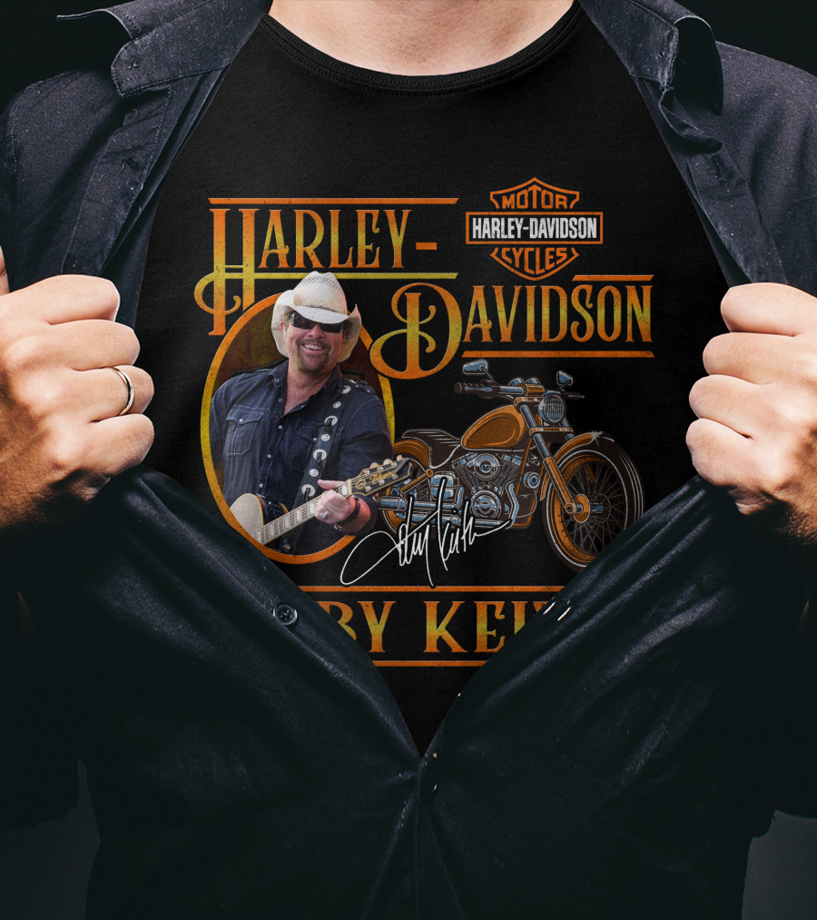 Harley Davidson Motor Cycles Toby Keith Signature Guitar And Motorcycle T-Shirt