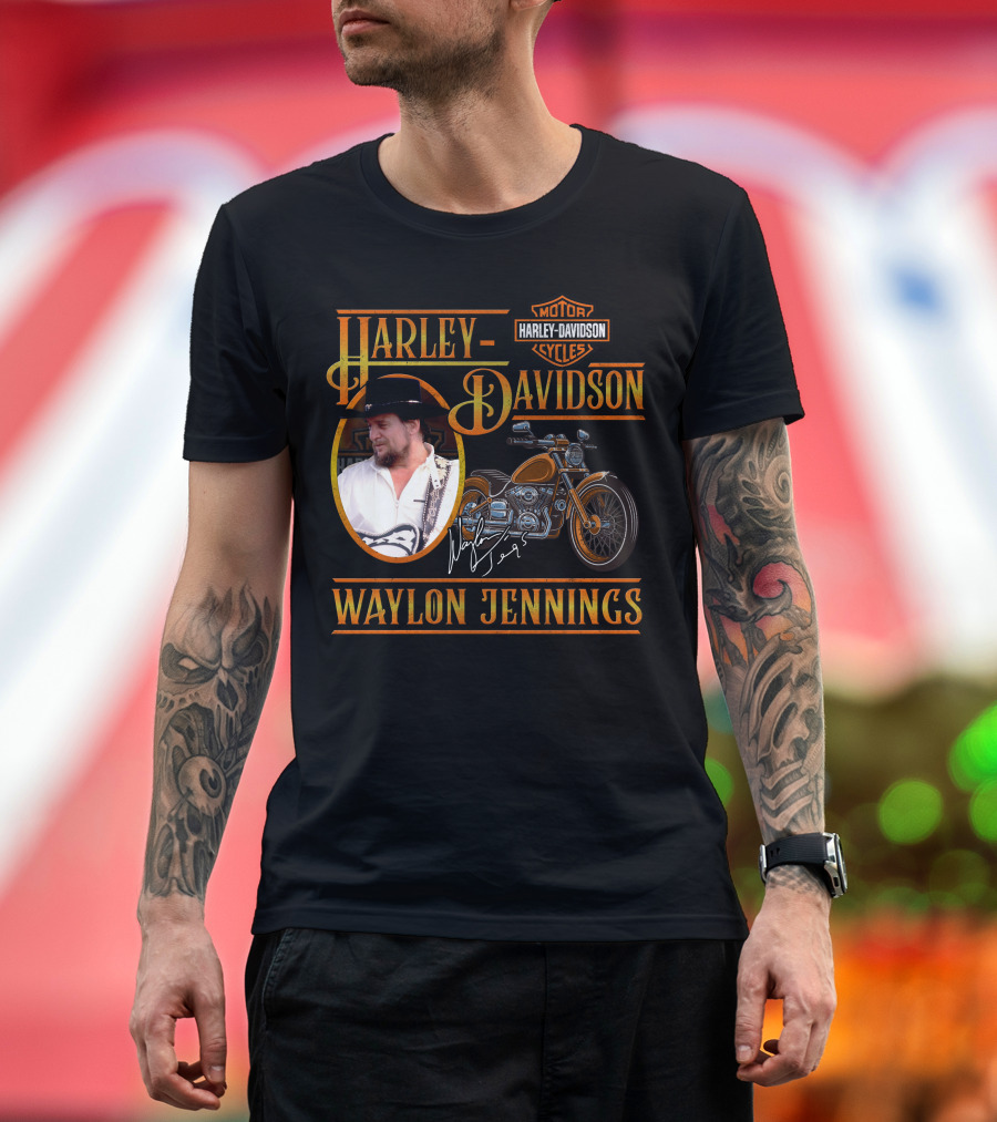 Waylon Jennings Harley Davidson Motor Cycles T-Shirt