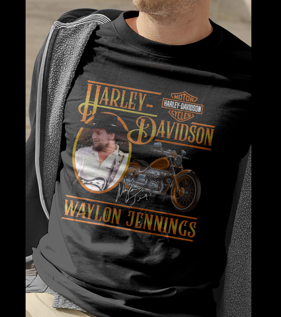 Waylon Jennings Harley Davidson Motor Cycles T-Shirt