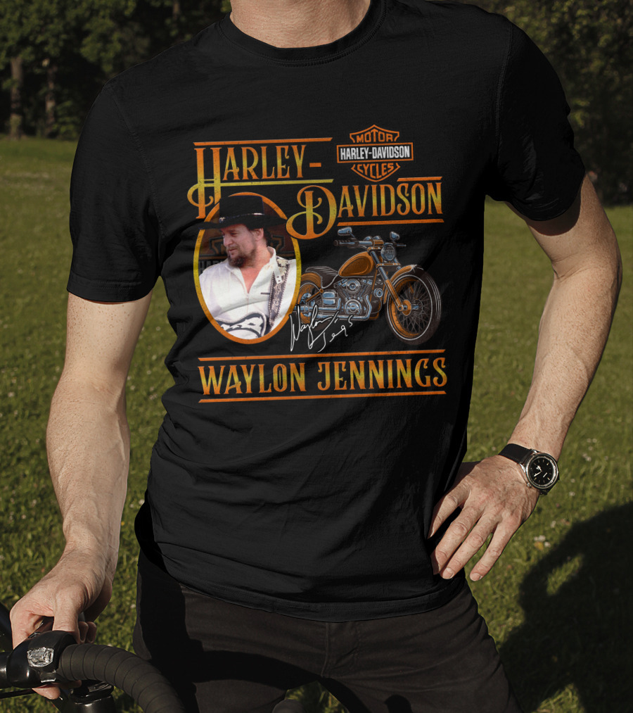 Waylon Jennings Harley Davidson Motor Cycles T-Shirt