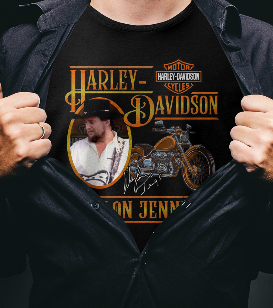Waylon Jennings Harley Davidson Motor Cycles T-Shirt
