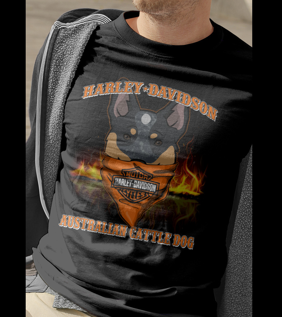 Harley Davidson Motorcycles Australian Cattle Dog T-Shirt
