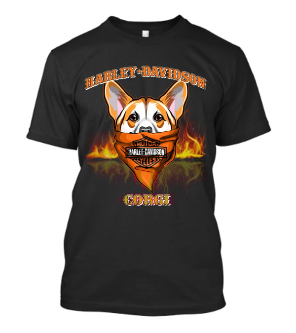 Harley Davidson Corgi Motorcycles Flame Bandana T-Shirt
