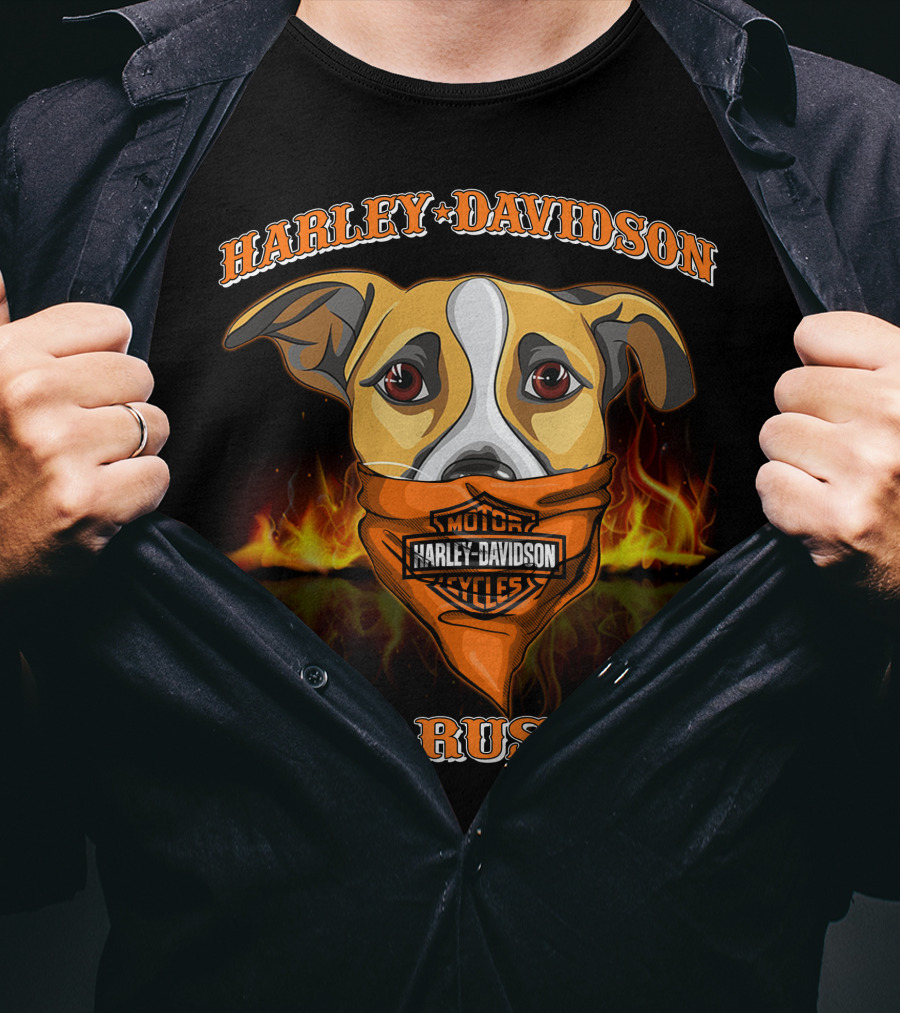 Harley Davidson Jack Russell Terrier Motorcycles Fiery Bandana T-Shirt