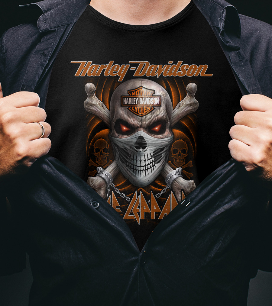 Harley Davidson Def Leppard Skull Motor Cycles T-Shirt